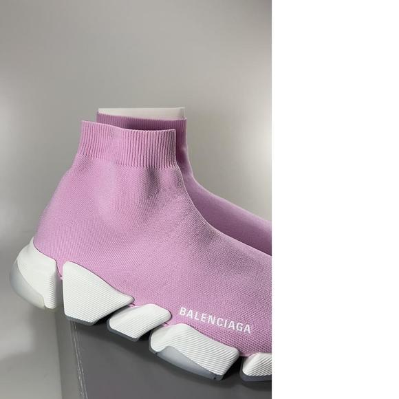 women's Recycled pink White Knit Speed 2.0 Stretch Sock Sneakers E605 - Picture 4 of 12
